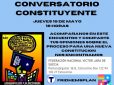 Conversatorio Constituyente, jueves 19 de mayo 18:00, local Federación Nacional Víctor Jara, Pontonjärgatan 36 B